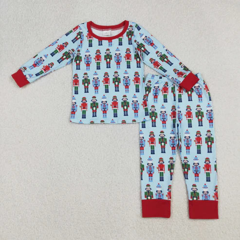9.19 BLP1242 Baby Boys Colorfull Soldiers Plaud Top Pant Pajamas Set