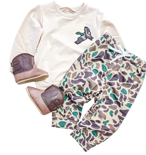 11.5 BLP1378 Baby Boys Camo Ducks Top Pants Hunting Clothes Sets Preorder