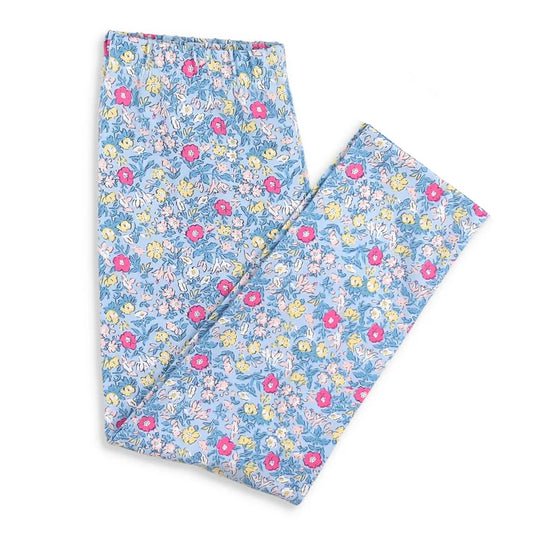 9.26 P0873 Baby Girls Pink Blue Flowers Leggings Pants Preorder