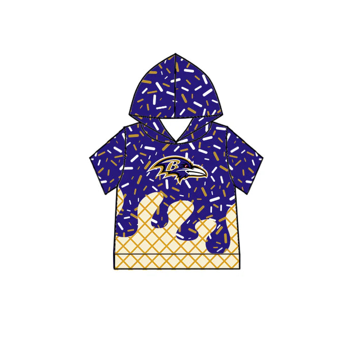 7.8 Custom Moq 3 Baby Boys Ravens Short Sleeves Drip Team Hoodies Top
