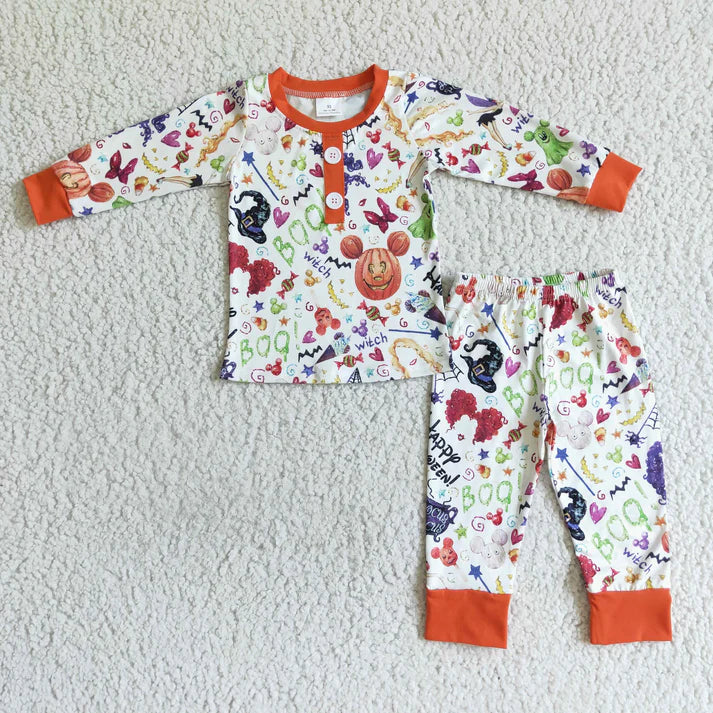 BLP0046 Baby girls halloween long sleeve pajamas set