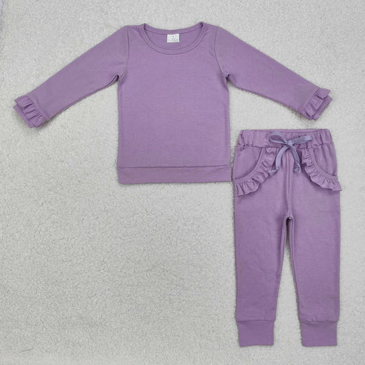 3.18 Sibling Baby Girls Cotton Top Ruffle Pockets Pants Jogger Clothes Sets