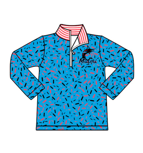 10.17 Custom Moq 8 Baby Boys Blue Sprinkles Zipper Miami Team Pullovers Top