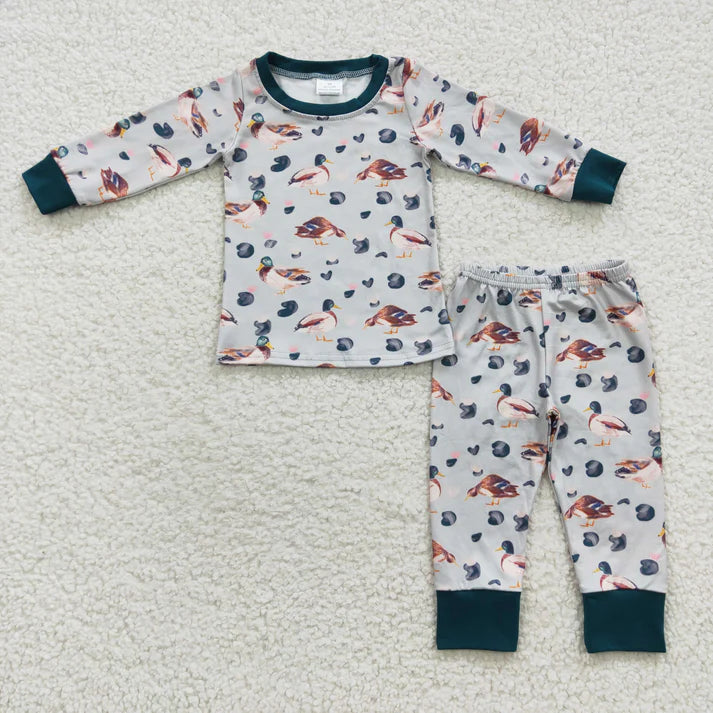 BLP0213 Baby Kids Fall Fishing Pajamas Clothes Set