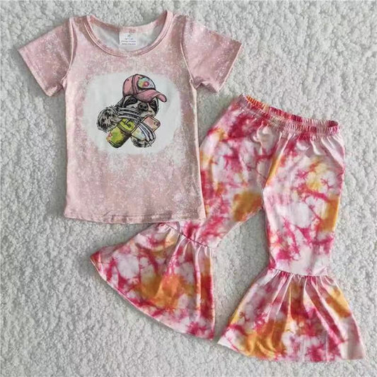 5.22 B16-24 Hat pig short-sleeved + colorful flared pants suit sloth