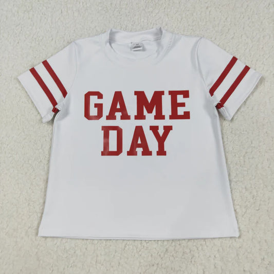 9.3 GT1102 Baby Girls Offset Print Red Game Day Yoga Active Team Tee Shirts