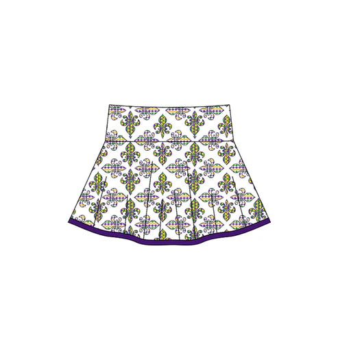 10.28 GLK0157 Baby Girls Mardigras Anchors Plaid Yoga Skirt Shorts Bottom Preorder