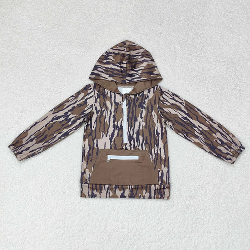 6.2 Sibling Baby Boys Western Camo Zipper Pockets Hoodies Fall Pullovers Tops