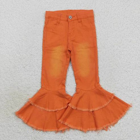 L-3.7 P0322 Dark Orange Bleached Double Layer Lace Jeans