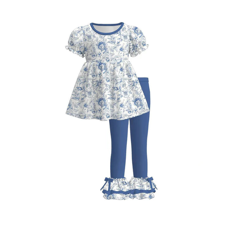12.2 MOQ：5pcs GSPO2224 pre-order toddler girl clothes floral print girl spring set