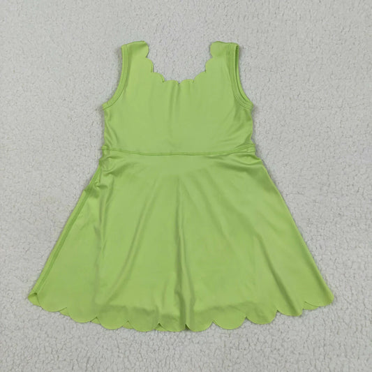 6.2 GSD2374 Baby Girls Aqua Sleeveless Yoga Active Knee Length Dress