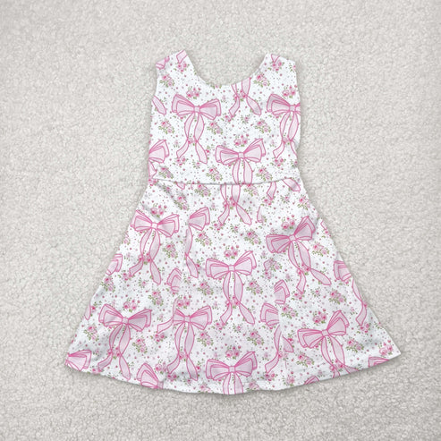 4.29 GSD2199 Baby Girls Pink Bows Yoga Skort Knee Length Dress
