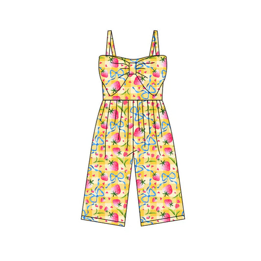 12.12 MOQ:5pcs SR3787 pre-order baby girl clothes strawberry print girl summer jumpsuit