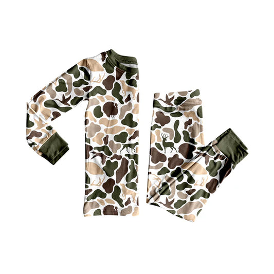 8.27 BLP1234 Baby Boys Deer Ducks Dogs Camo Top Pant Western Pajamas Set Preorder