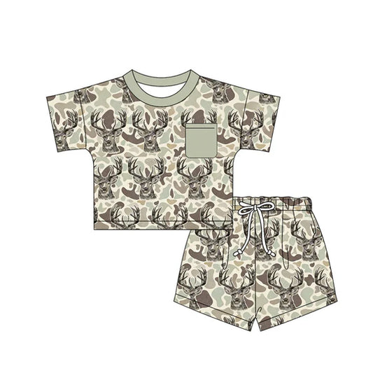 12.22 MOQ：5pcs BSSO1794 pre-order baby boy clothes camo print toddler boy summer outfit