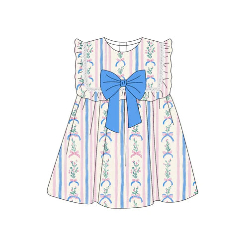 4.16 GSD2397 Baby Girls Sleeveless Floral Stripe Knee Length Dresses Preorder