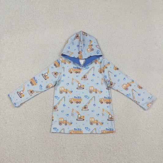 12.13 BT1509 Baby Boys Blue Hearts Excavators Valentines Hoodies Top