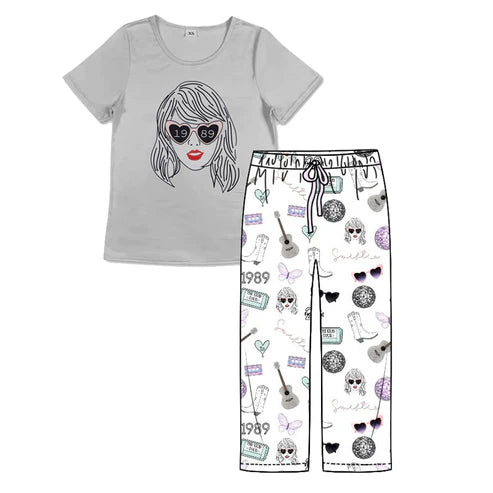 GSPO1868 Adult Women Grey Singer TS 1989 Tops Pants Pajamas Preorder