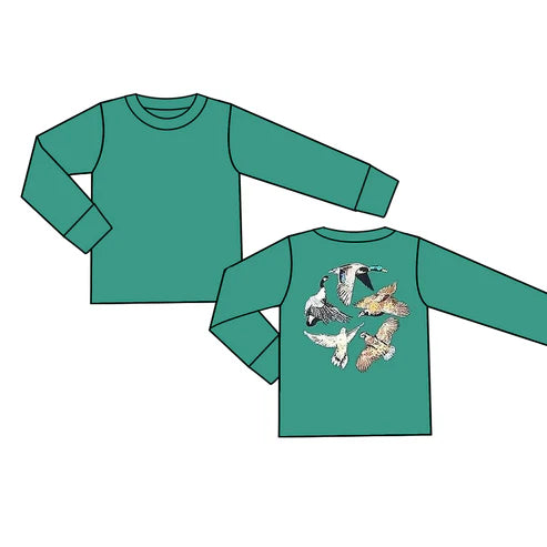 6.2 BT0951 Baby Boys Green Ducks Long Sleeve Tee Shirts Tops Preorder