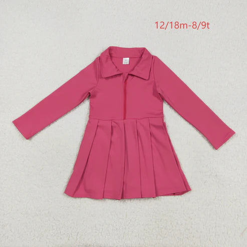 8.12 GLD1146 Baby Girls Watermelon Long Sleeves Zipper Knee Length Dress