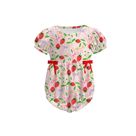 12.4 MOQ:5pcs SR3688 pre-order baby girl clothes Strawberry print girl summer bubble