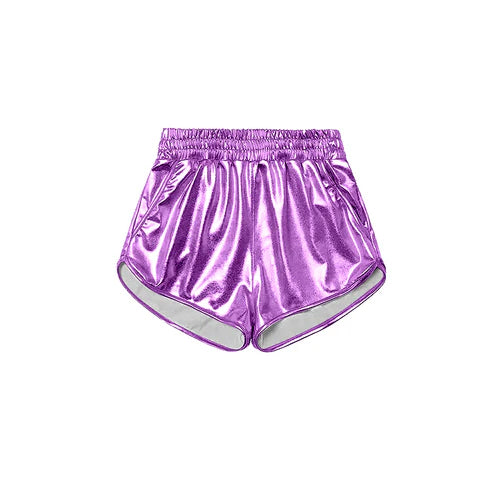 SS0411 Baby Girls Lavender Pocket Leather Elastic Bottom Shorts Preorder