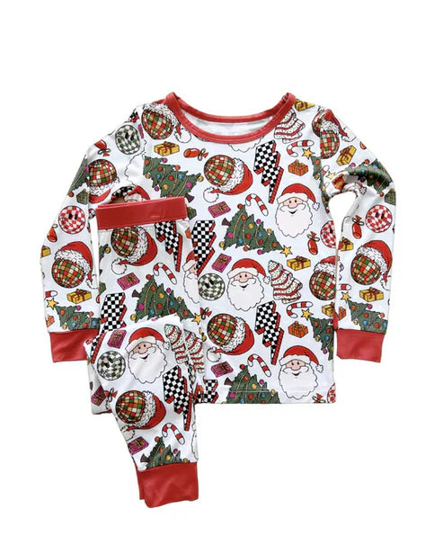 6.3 BLP0993 Baby Boys Christmas Santa Disco Shirt Pants Pajamas Clothes Sets Preorder