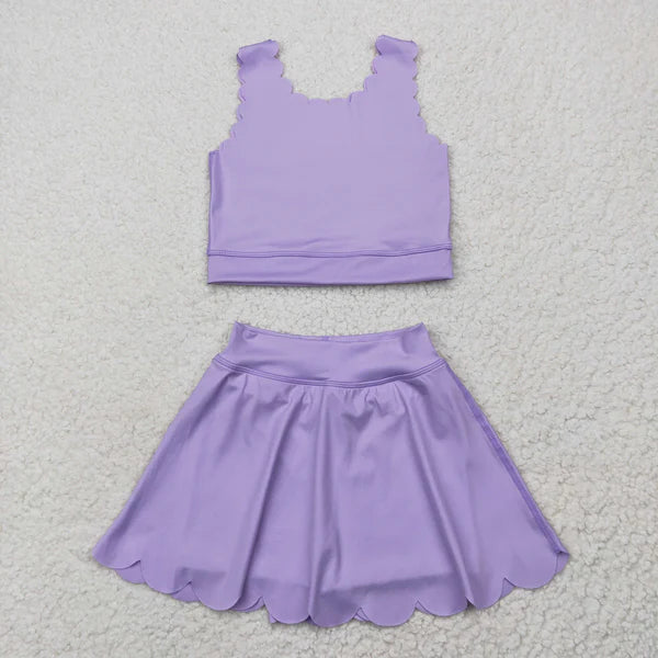 5.27 GSD2095 Baby Girls Lavender Yoga Vest Skirt Active Wear Clothes Set