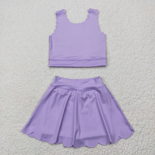 5.27 GSD2095 Baby Girls Lavender Yoga Vest Skirt Active Wear Clothes Set