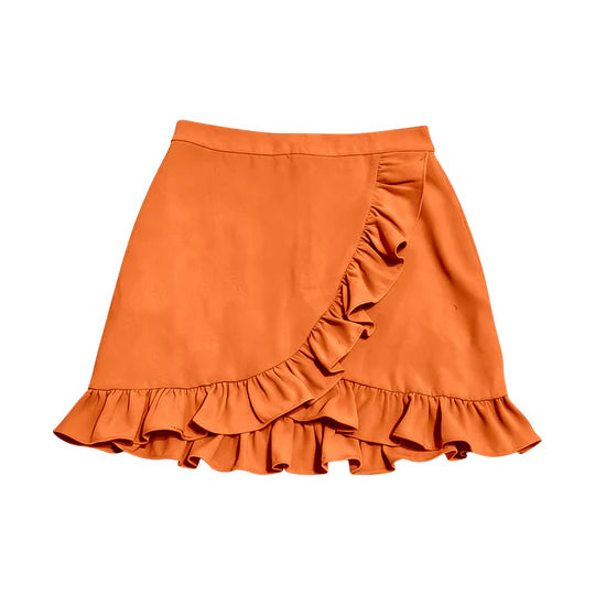 12.24 MOQ：5pcs GLK0226 pre-order baby girls clothes orange print girl yoga shots skirt