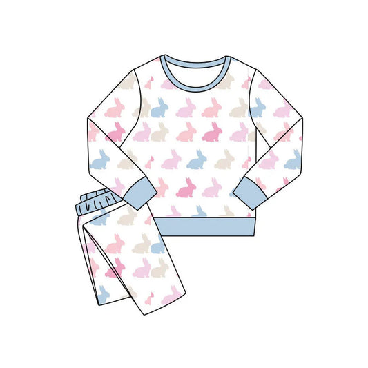 11.14 MOQ：5pcs GLP3143 pre-order toddler girl clothes rabbit print girl easter set