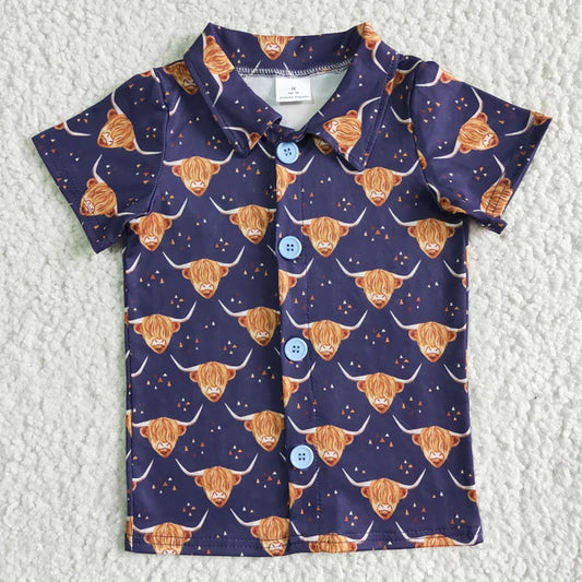 BT0005 Boys Navy Cow Shirt