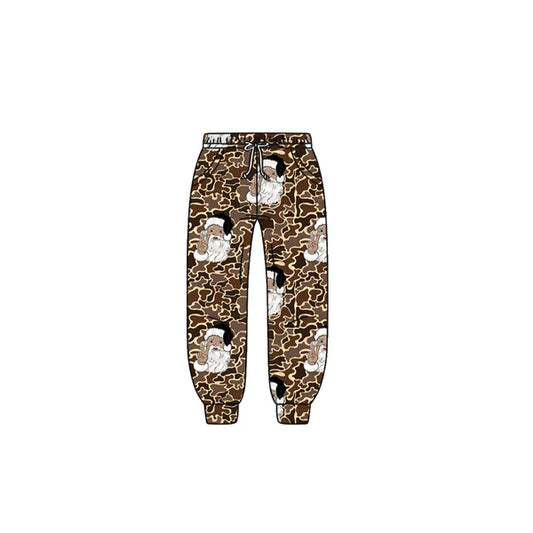 8.28 P0835 Baby Boys Brown Camo Santa Christmas Pockets Jogger Pants Preorder