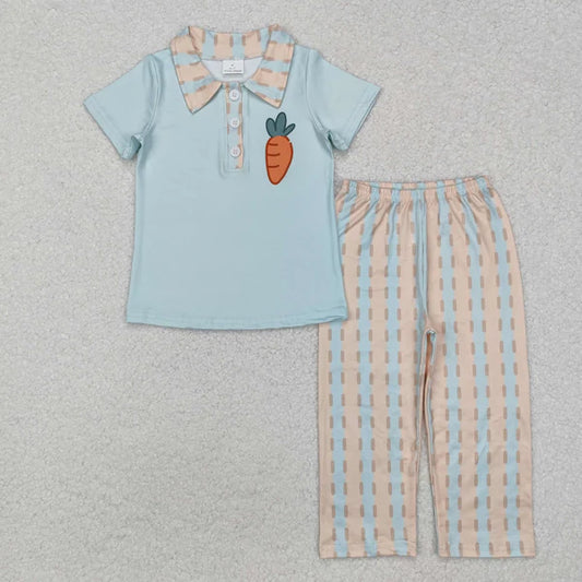 BSPO0528 Baby Boys Easter Carrot Pullover Top Pants Clothes Set