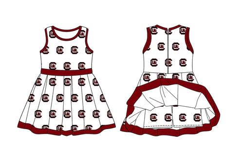 10.13 Custom Moq 8 Baby Girls Dark Red Sleeveless Shorts C Team Knee Length Dress