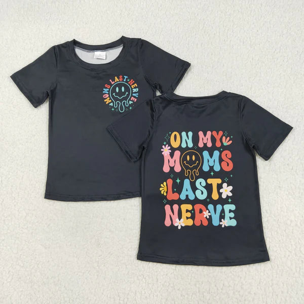 7.25 GT1026 Baby Boys Black Smiles On My Moms Last Nerve Tee Shirts Top