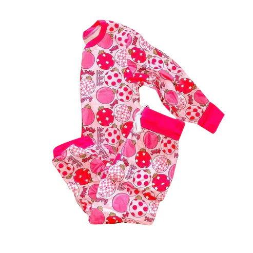 8.29 GLP2755 Baby Girls Pink Lights Plaid Top Pant Christmas Pajamas Set Preorder