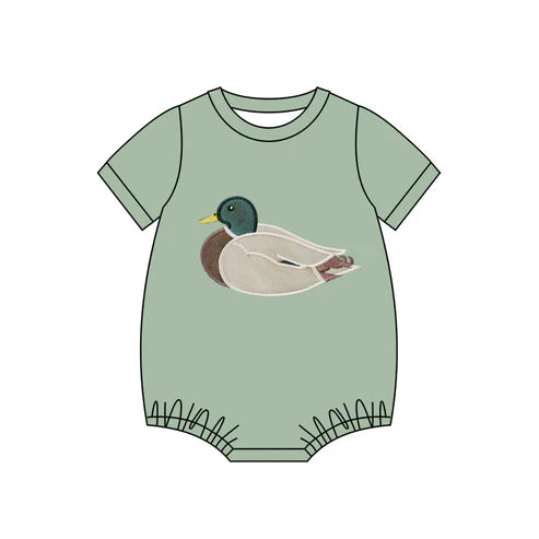 11.4 SR3444 Baby Boys Green Ducks Hunting Rompers Preorder