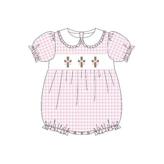 12.15 MOQ:5pcs SR3756 pre-order baby girl clothes cross print toddler girl easter summer bubble