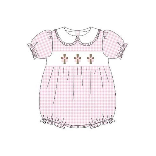 12.15 MOQ:5pcs SR3756 pre-order baby girl clothes cross print toddler girl easter summer bubble