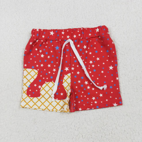 6.17 SS0612 Baby Boys Red Drip Stars Pockets Team Shorts Bottom