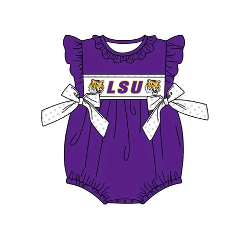 5.6 Baby Infant Girls LSU Tiger Team Purple Sleepers Rompers Preorder(moq 3)