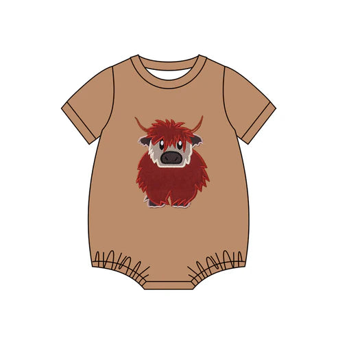 11.4 SR3442 Baby Boys Highland Cows Western Rompers Preorder