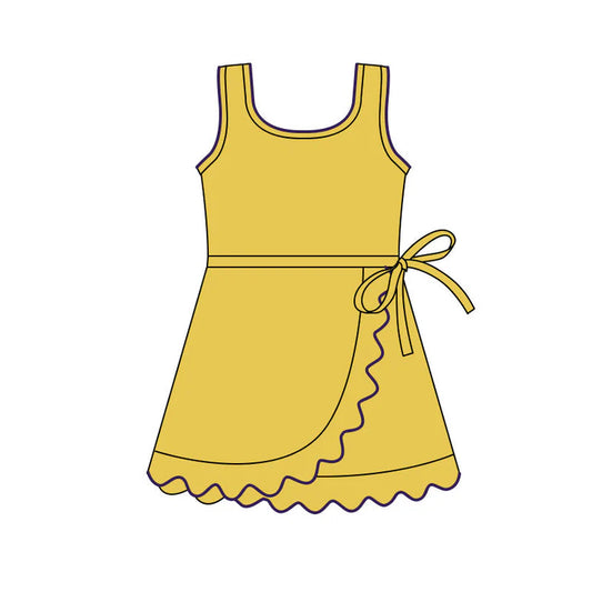 11.6 MOQ：5pcs GSD3031 pre-order toddler clothes yellow girl yoga summer dress