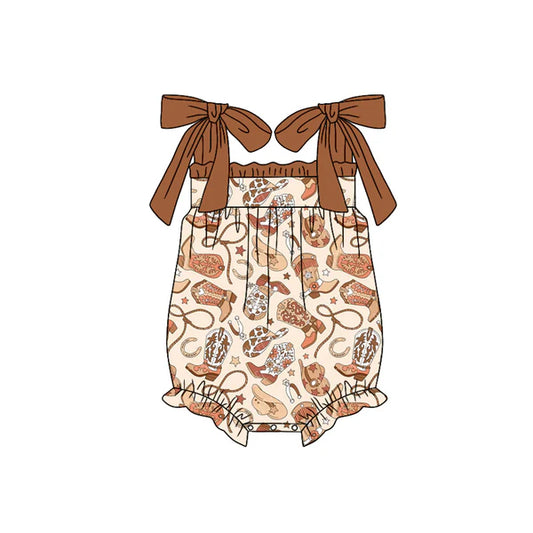 L-3.6 SR2752 Baby Infant Girls Western Boots Straps Rompers preorder