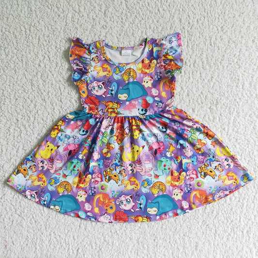 5.23 B10-10 Pikachu purple flying sleeve dress