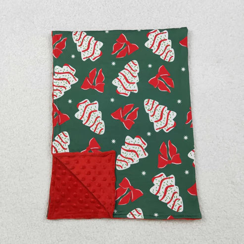 10.16 BL0172 Baby Toddler Children Christmas Tree Cake Bows Minky Blanket