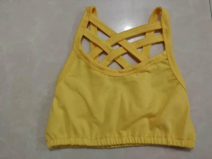 11.15 MOQ：5pcs GT1443 pre-order baby girl clothes yellow girl summer yoga top