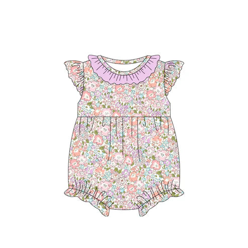 Baby Infant Girls Spring Lavender Flowers Rompers preorder