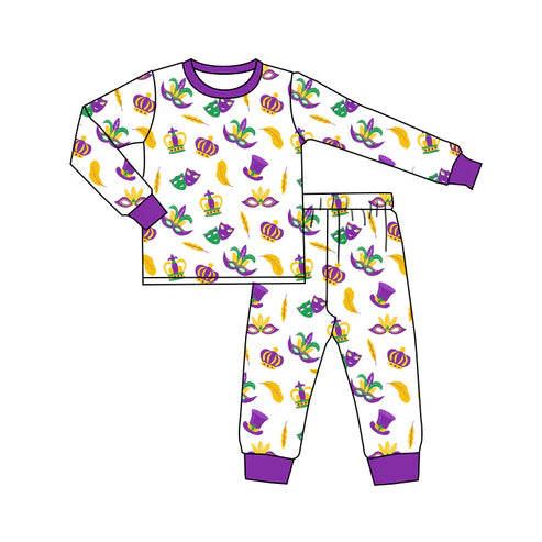 11.5 BLP1379 Baby Boys Masks Anchors Top Pants Mardigras Pajamas Sets Preorder
